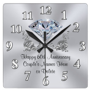 Diamond Personalized 60th Anniversary Gifts CLOCK
