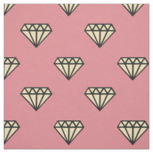 Diamond: pink, grey & cream fabric