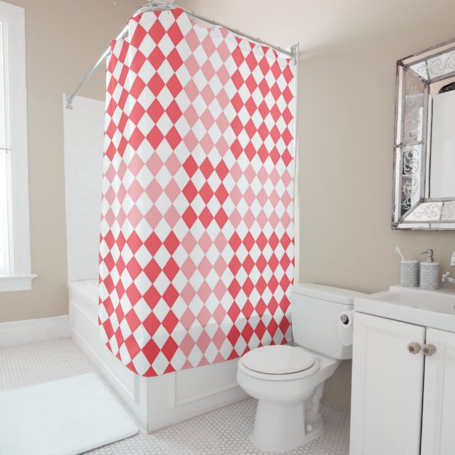 Diamond pink shade patterns shower curtain (In Situ)