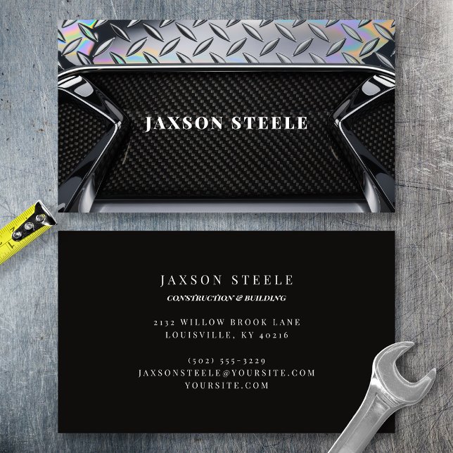 Diamond Plate and Carbon Fibre Professional  Business Card (Creator Uploaded)