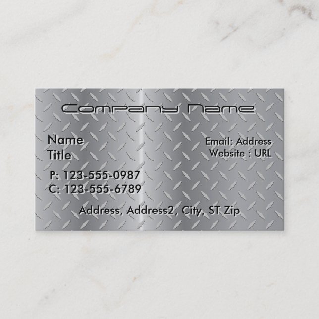 Diamond plate metal Business cards (Front)