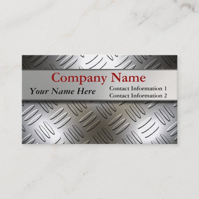 Diamond Plate Metal Look Business Cards (Front)