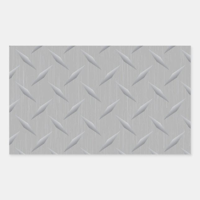 Diamond Plate Metal Rectangular Sticker (Front)