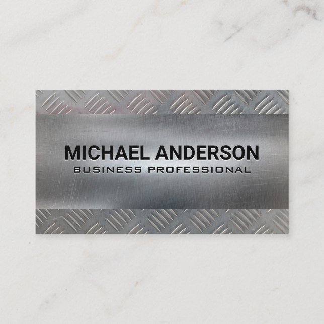 Diamond Plate Metal Steel | Industrial Business Card (Front)