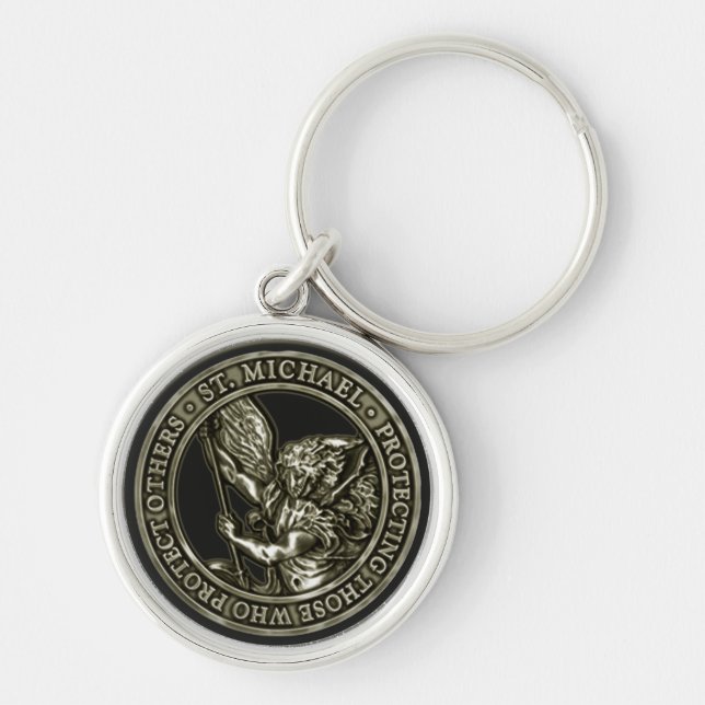 Diamond Plate & St Mike Key Ring (Front)