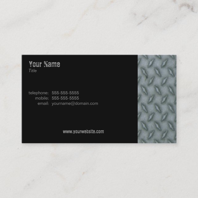 Diamond Plate Steel Business Card (Front)