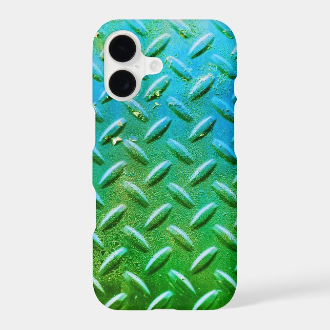 Diamond Plate Steel Green and Blue (Back)