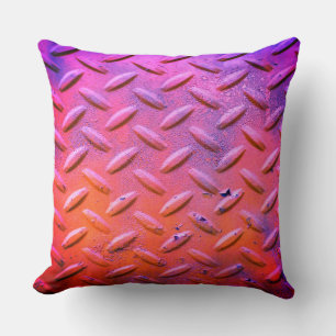 Diamond Plate Steel Purple and Orange Cushion
