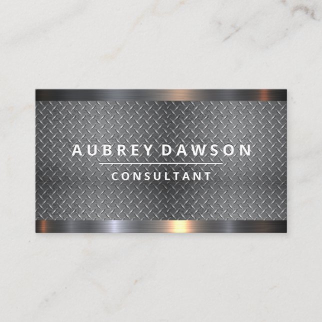 Diamond Plated Steel Metal Trim Business Card (Front)
