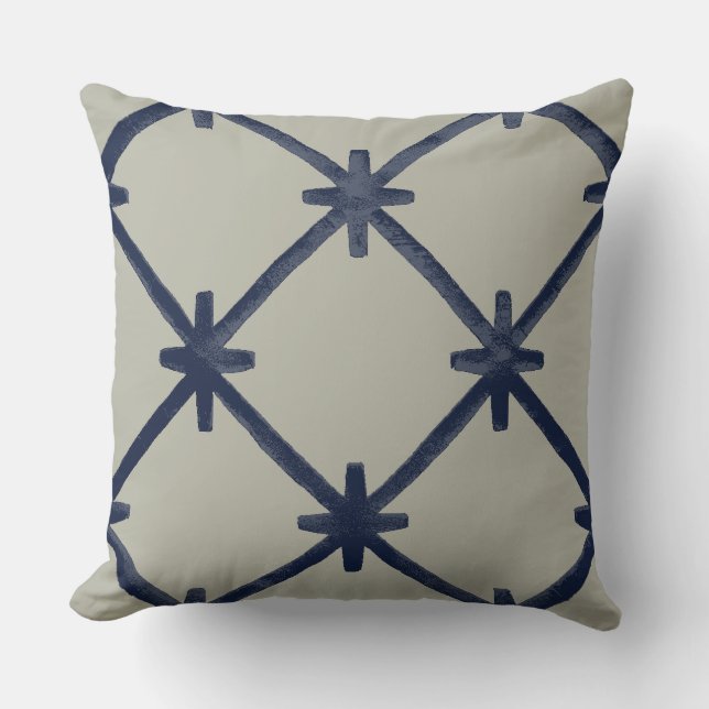 Diamond Plus Navy And Taupe Cushion (Front)