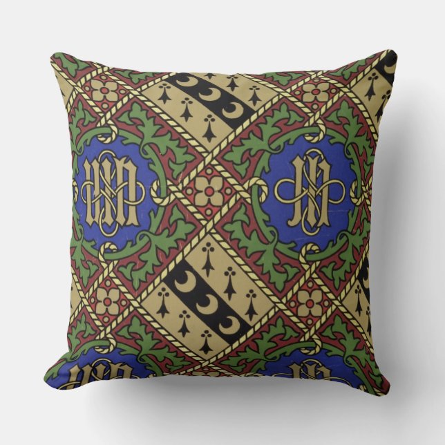 Diamond print ecclesiastical wallpaper design cushion (Front)
