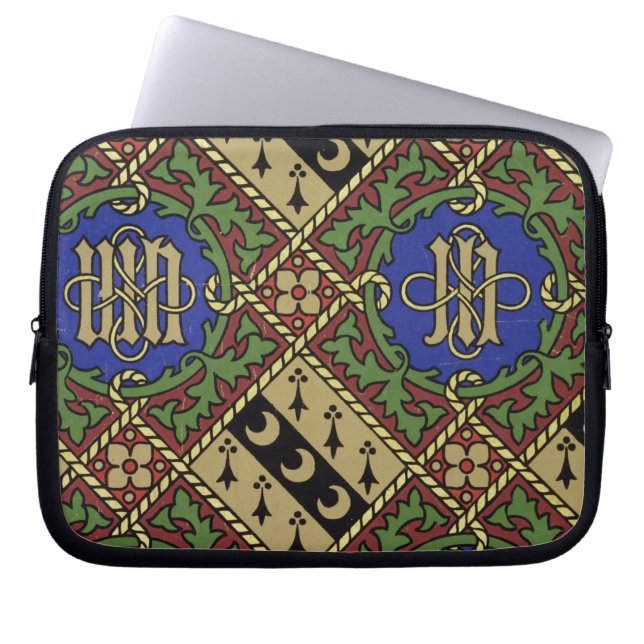 Diamond print ecclesiastical wallpaper design laptop sleeve (Front)