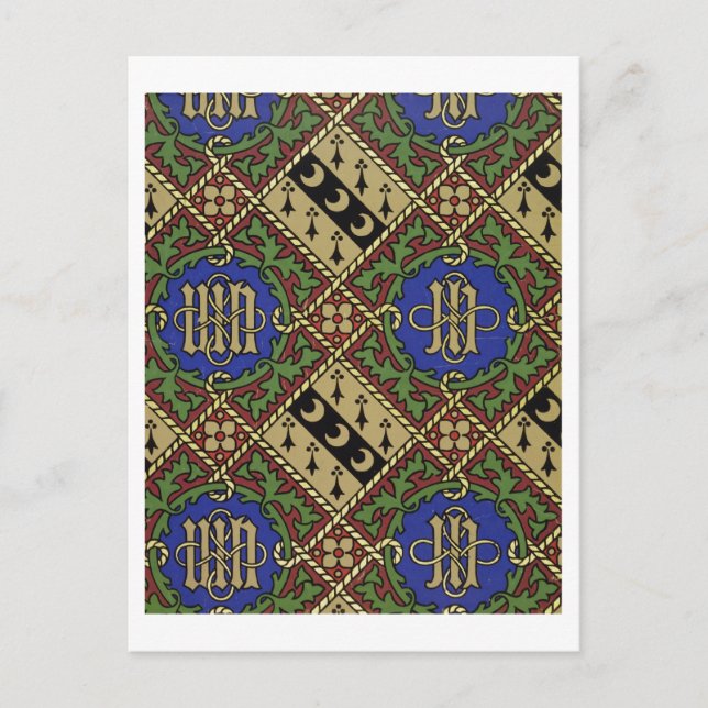 Diamond print ecclesiastical wallpaper design postcard (Front)