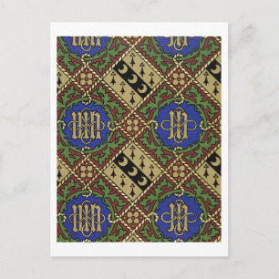 Diamond print ecclesiastical wallpaper design postcard