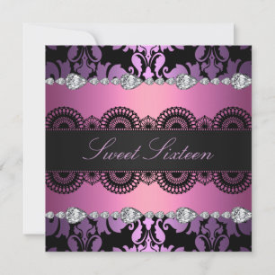 Diamond Purple/Pink Sweet16 Birthday invite