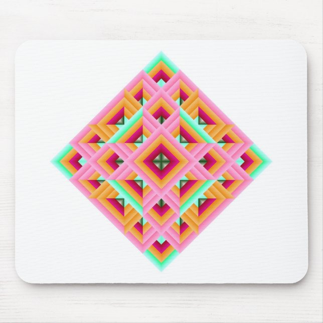 Diamond Quilt in Pink and Green Mouse Pad (Front)
