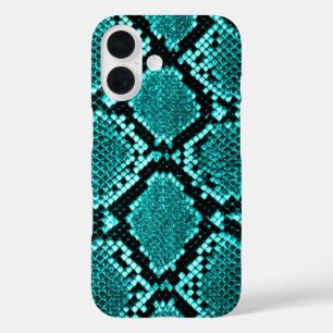 Diamond Rattlesnake Snake Skin aqua iPhone 16 Case