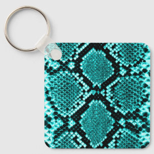 Diamond Rattlesnake Snake Skin aqua Key Ring