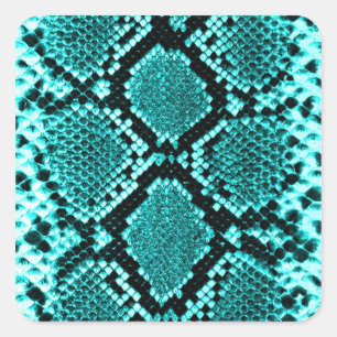 Diamond Rattlesnake Snake Skin aqua Square Sticker