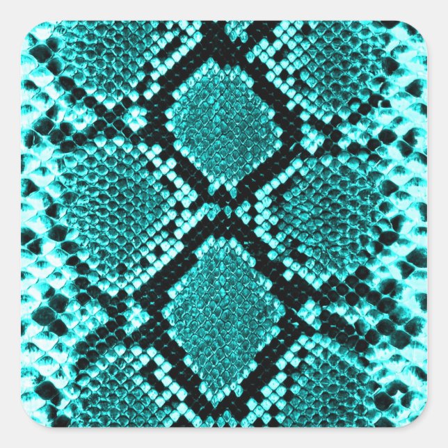 Diamond Rattlesnake Snake Skin aqua Square Sticker (Front)