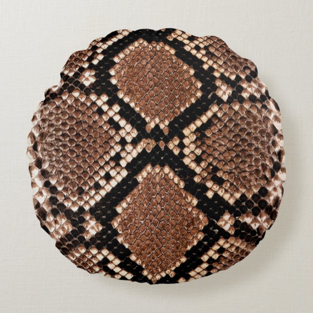 Diamond Rattlesnake Snake Skin Round Cushion (Front)