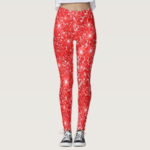 Diamond Red White Gems Sparkly Sequin Diamond Leggings