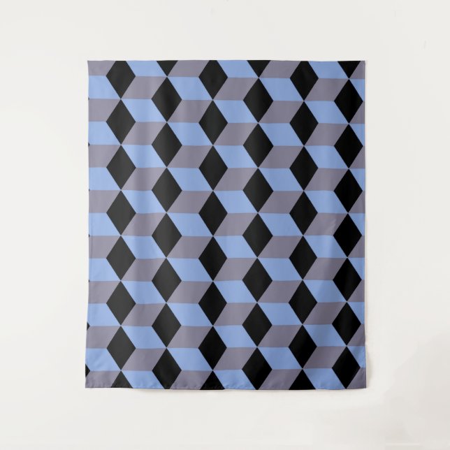 Diamond Repeating Pattern In Black Blue Heather Tapestry (Front)