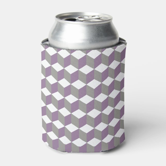 Diamond Repeating Pattern In Crocus Purple Grey Can Cooler (Can Front)