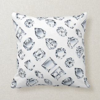 Diamond rhinestone jewel gemstone on white bling cushion