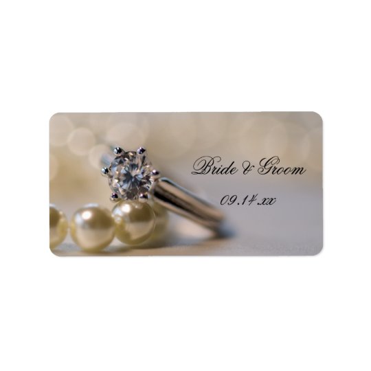 Diamond Ring and Pearls Wedding Favour Tags Address Label