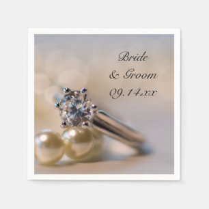 Diamond Ring and Pearls Wedding Napkin