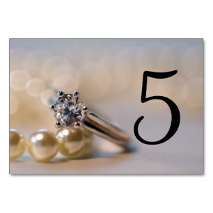 Diamond Ring and Pearls Wedding Table Numbers