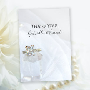 Diamond Ring and Pillar Crystal Wedding Thank You