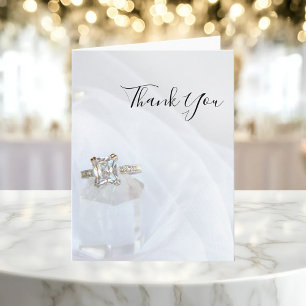Diamond Ring and Pillar Crystal Wedding Thank You