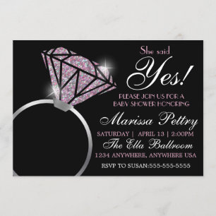Diamond ring, Baby SHower, she said yes pink Invitation
