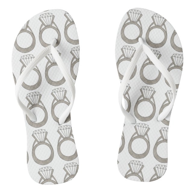 Diamond Ring Bling Engagement Wedding Bride Thongs (Footbed)