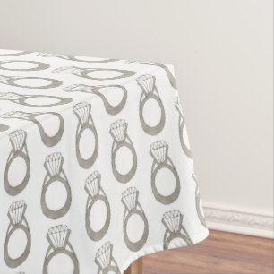 Diamond Ring Bling Engagement Wedding Fashionista Tablecloth