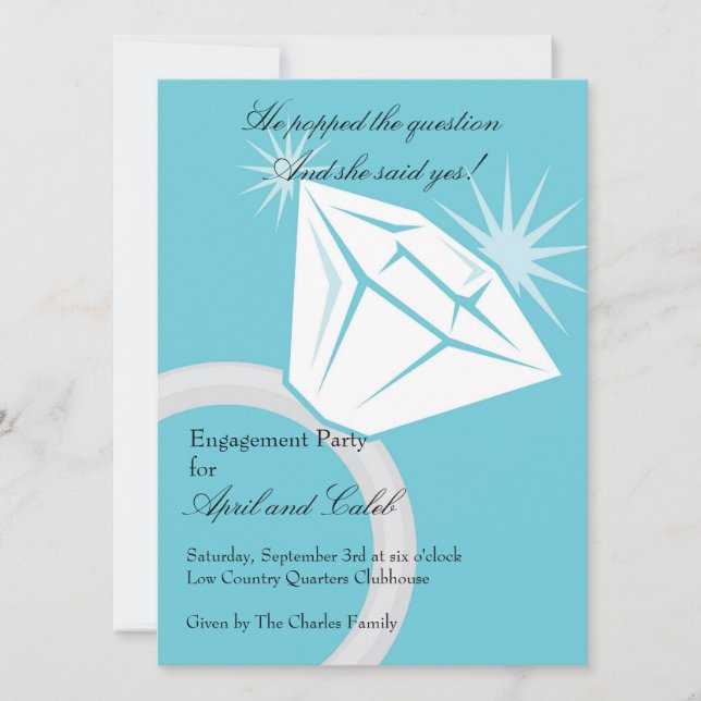 Diamond RIng Bling Invitation (Front)