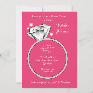 Diamond Ring Bridal Shower Invitation Guava Pink