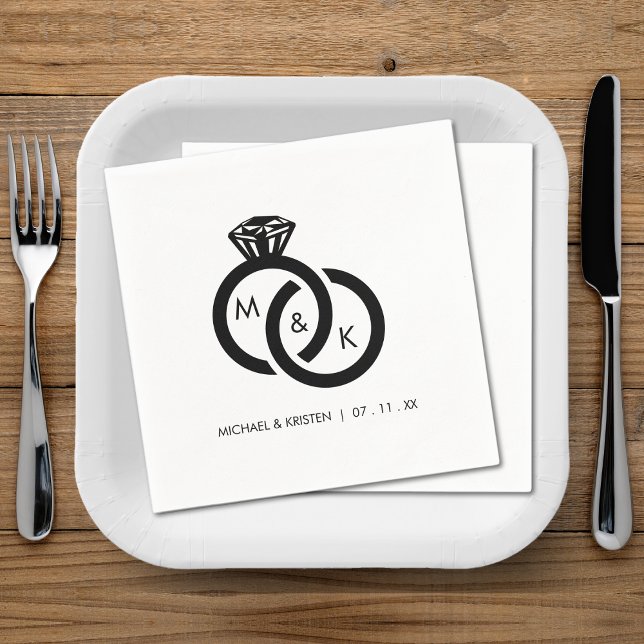 Diamond Ring Couple Monogram Wedding Napkin (Diamond Ring Couple Monogram Wedding Napkins
)
