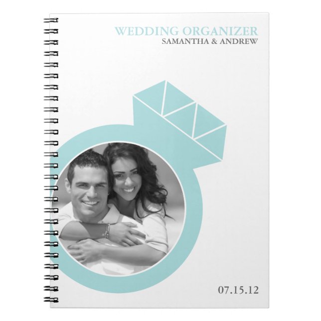 Diamond Ring Custom Photo Wedding Organiser Notebook (Front)