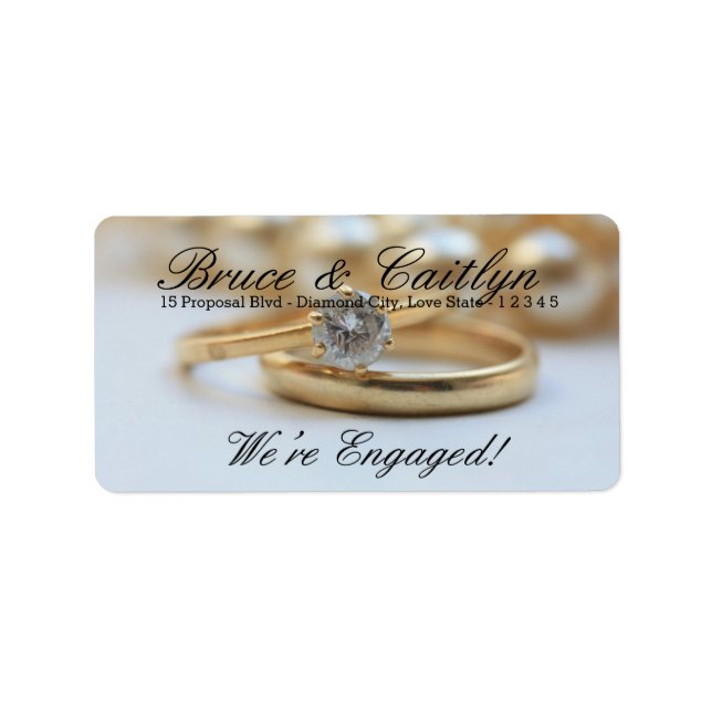 Diamond ring engagement announcement label (Front)