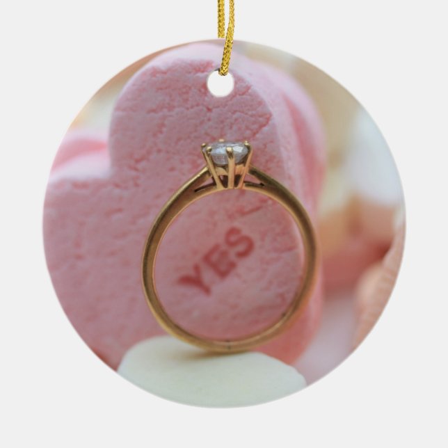 Diamond Ring Engagement announcement ornament (Front)