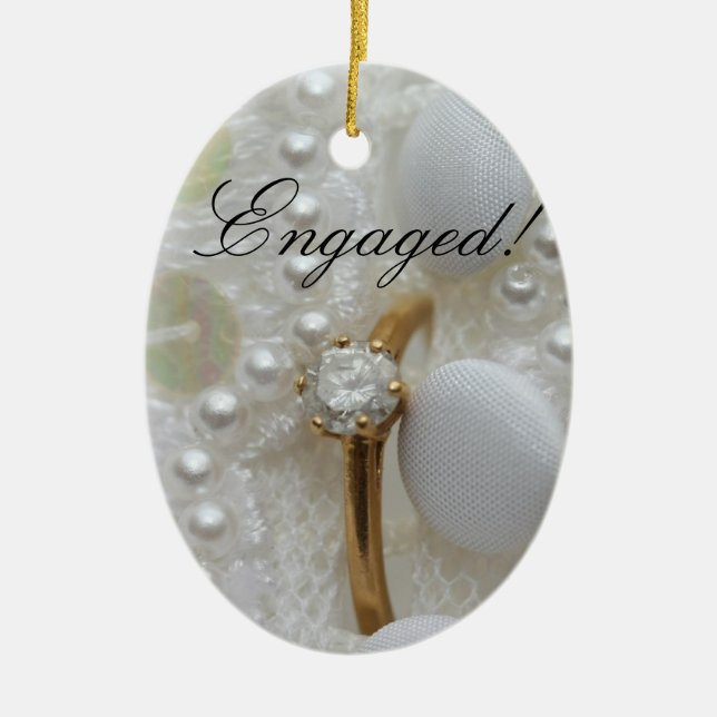 Diamond Ring Engagement announcement ornament (Front)