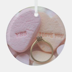 Diamond Ring Engagement proposal  Glass Tree Decoration