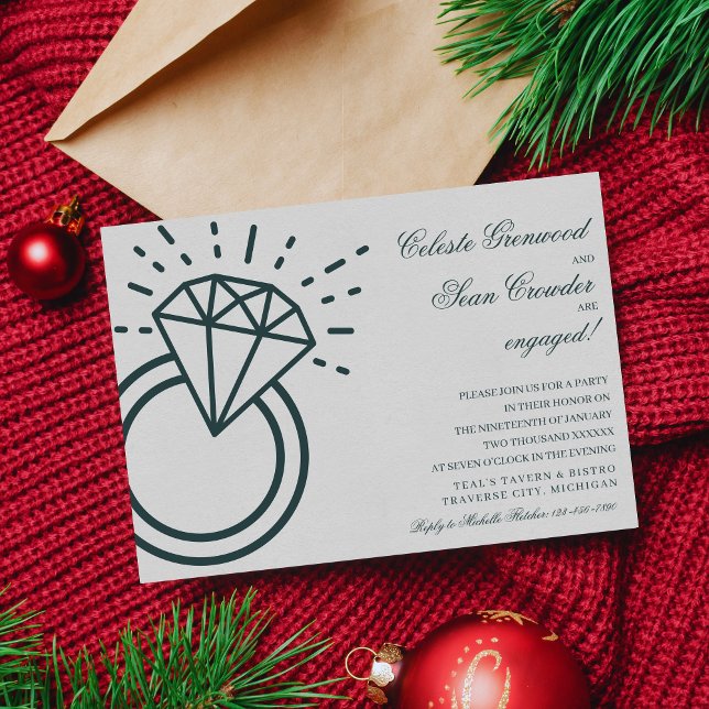 Diamond Ring Holiday Wedding Engagement Party Invi Invitation (Creator Uploaded)