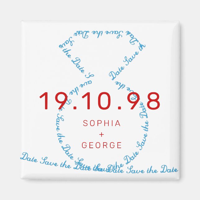 Diamond Ring Loop Save The Date Wedding Magnet (Front)