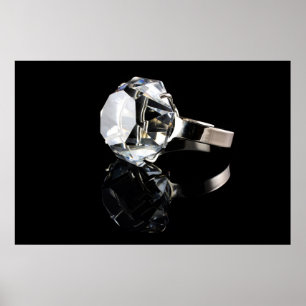 Diamond ring on black poster