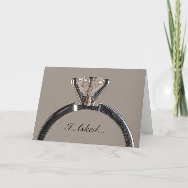 Diamond Ring on Grey Engagement Announcement (Front)