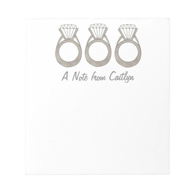 Diamond Ring Personalised Bride Wedding Notepad (Front)
